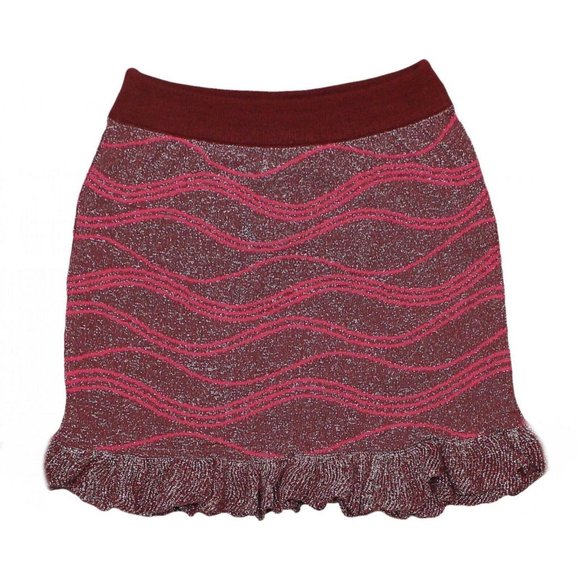 NEW Adore Ruffle Sweater Mini Skirt Maroon M - Picture 1 of 3